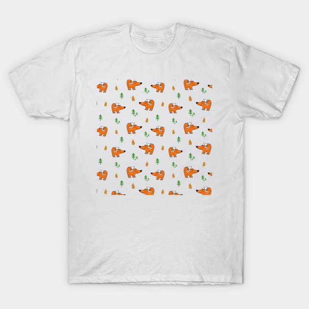 Fox in the forrest pattern T-Shirt by bigmoments